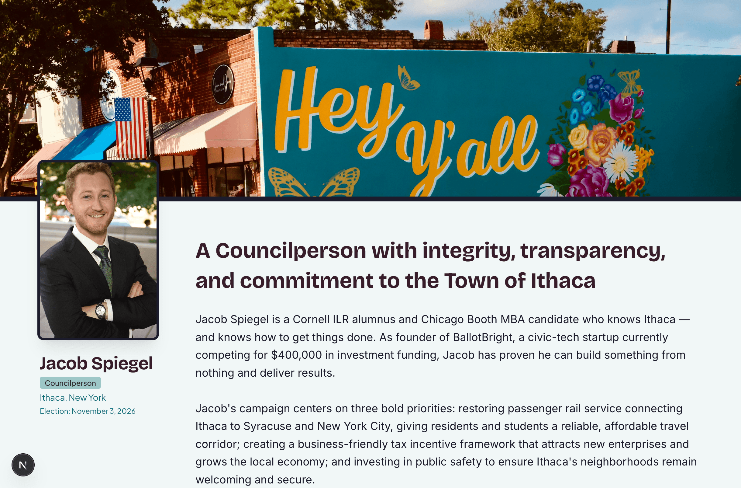 A BearBallot candidate profile page